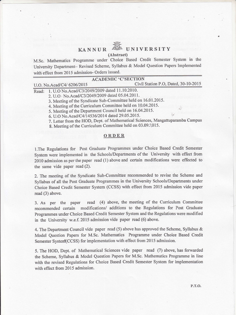 M.Sc. Mathematics Syllabus 2015 Update | PDF | Interpolation ...