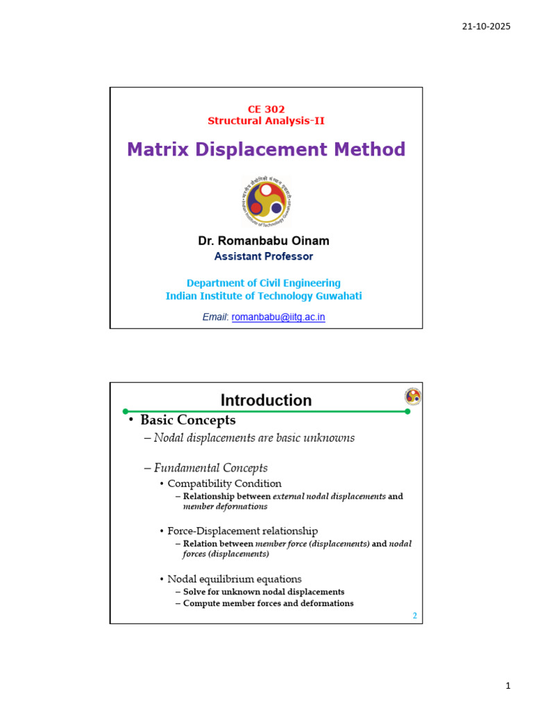 Matrix Displacement Method Overview | PDF | Mathematics Of Computing ...