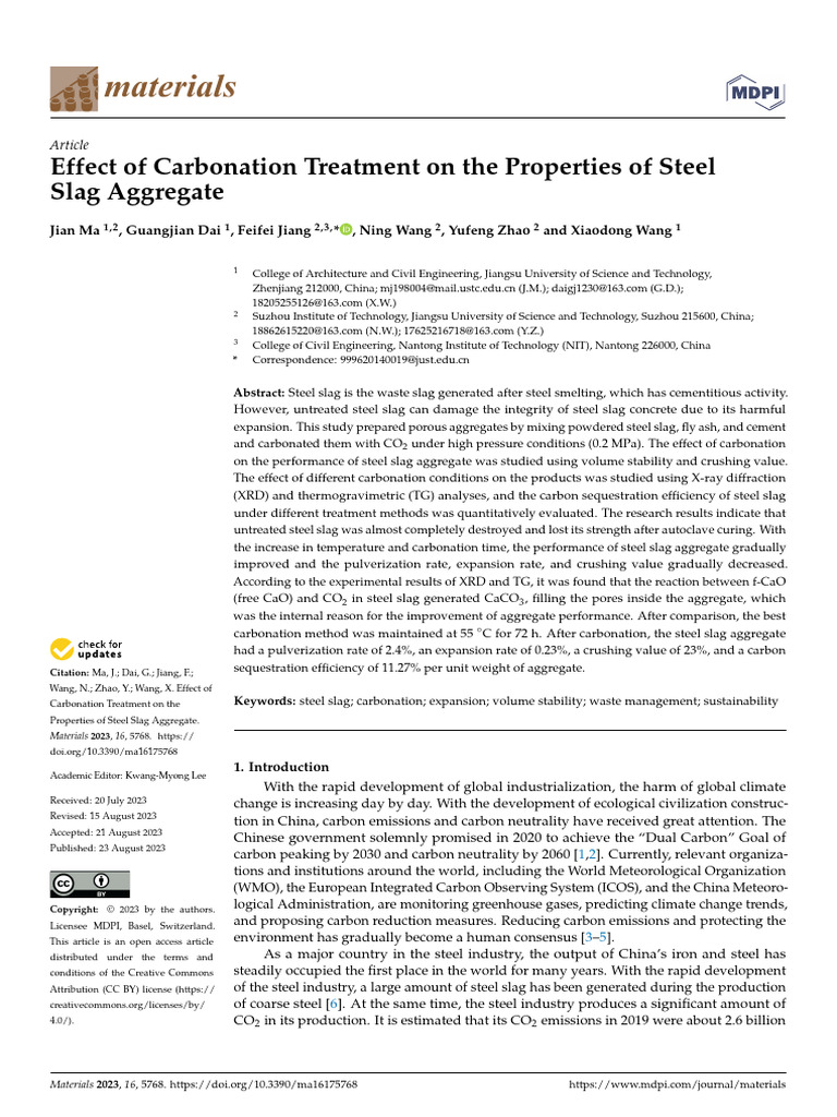 Effect of Carbonation Treatment on the Properties of Steel | PDF ...