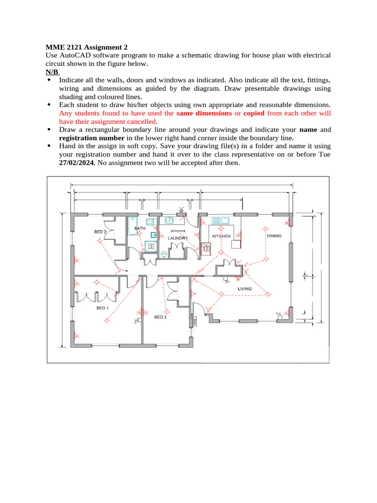 AutoCAD House Plan Assignment Guide | PDF