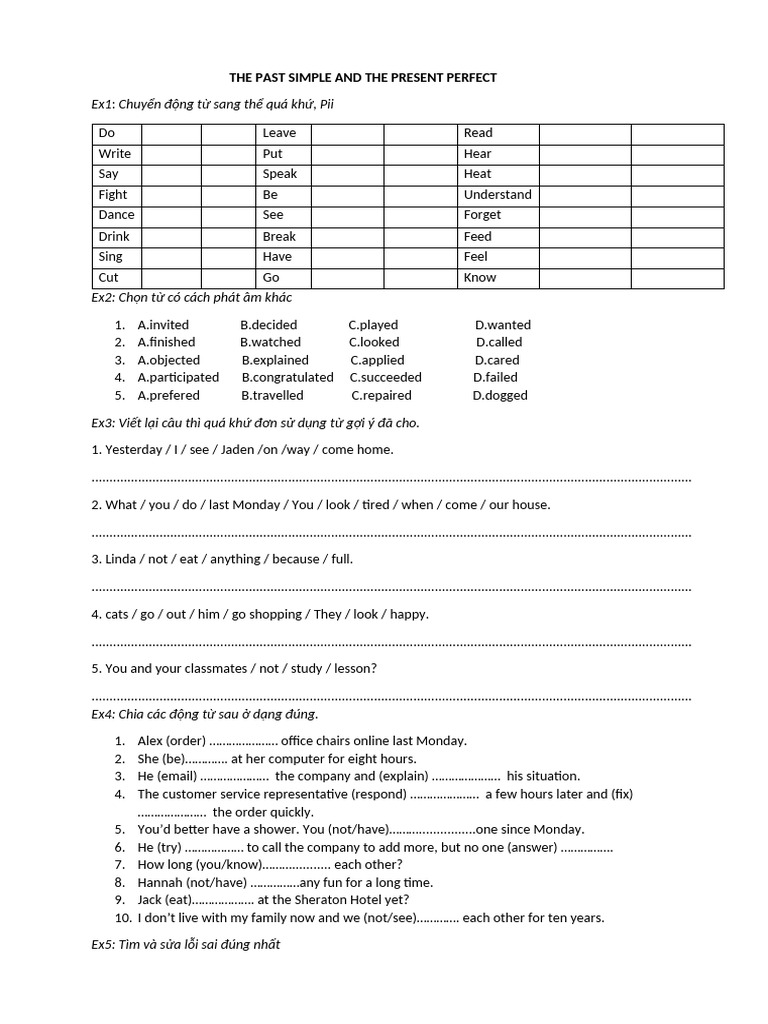 THE PAST SIMPLE AND THE PRESENT PERFECT | PDF