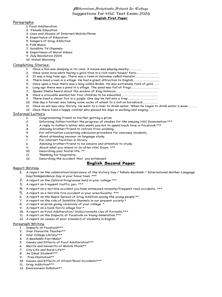 HSC Exam 2026 Preparation Guide | PDF