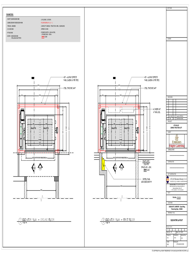 Dubai Airport Elevator Layout Plan | PDF | Elevator | Building Engineering