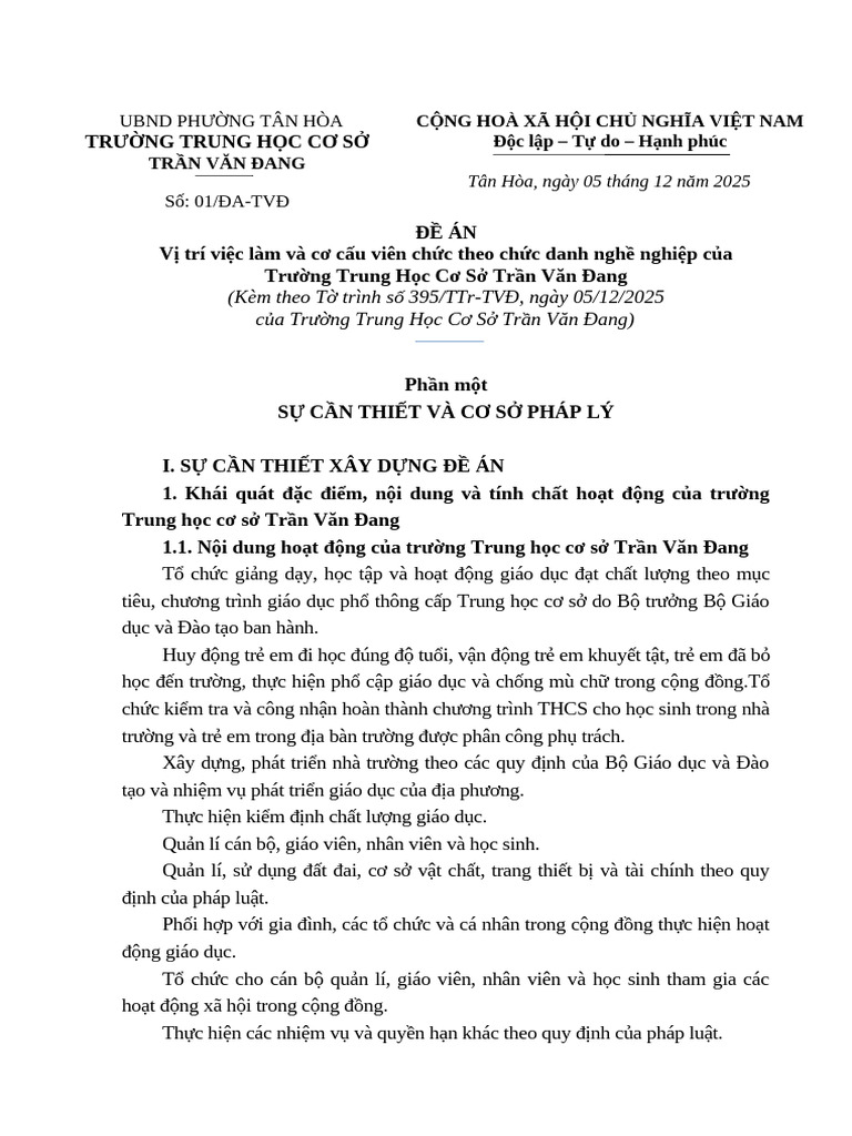 2.Đề Án Vtvl - Thcs - tvd 2025 | PDF