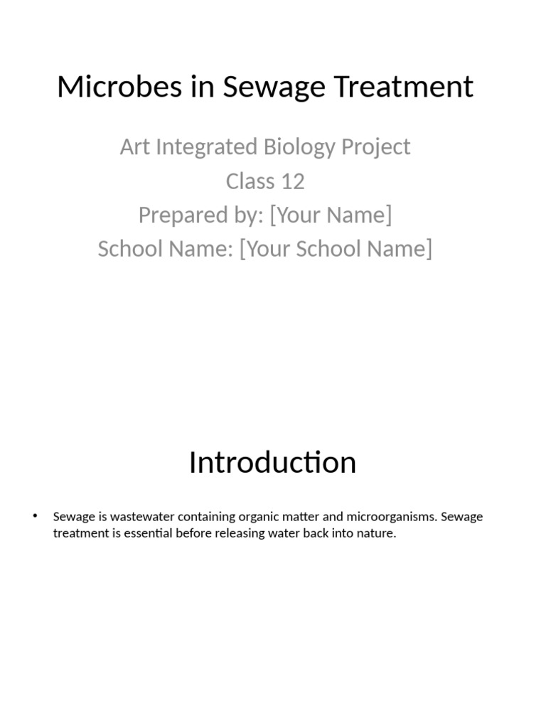 Microbes in Sewage Treatment Class12 | PDF