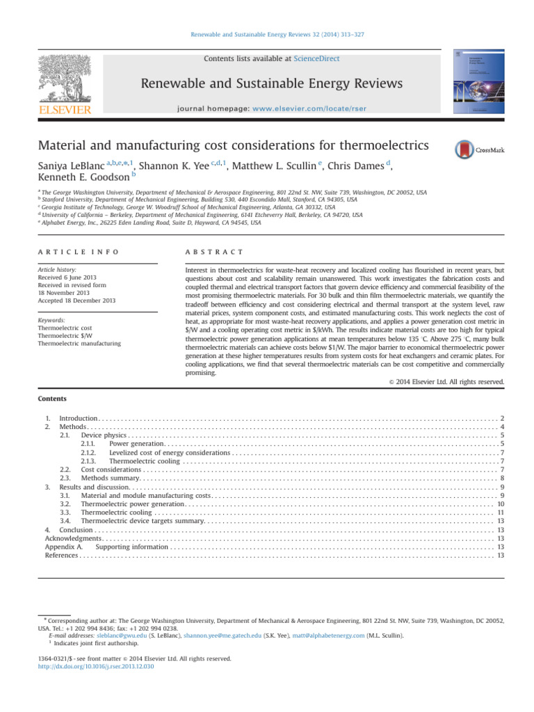 Thermoelectric Cost and Efficiency Analysis | PDF | Heat | Heat Transfer