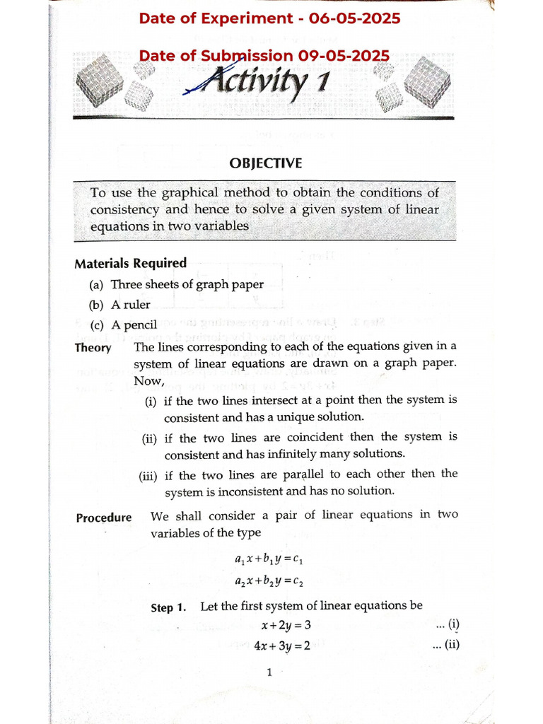 Mathematics Activity 10th Class | PDF