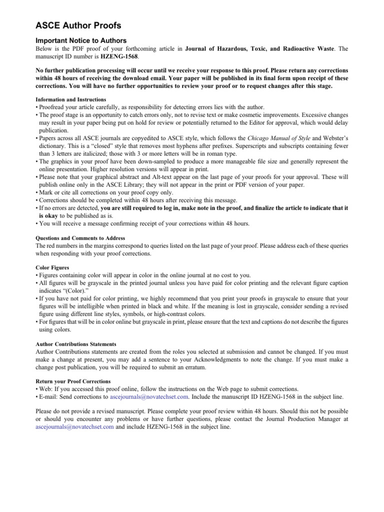 ASCE Author Proof Submission Guidelines | PDF | Paint | Chemistry