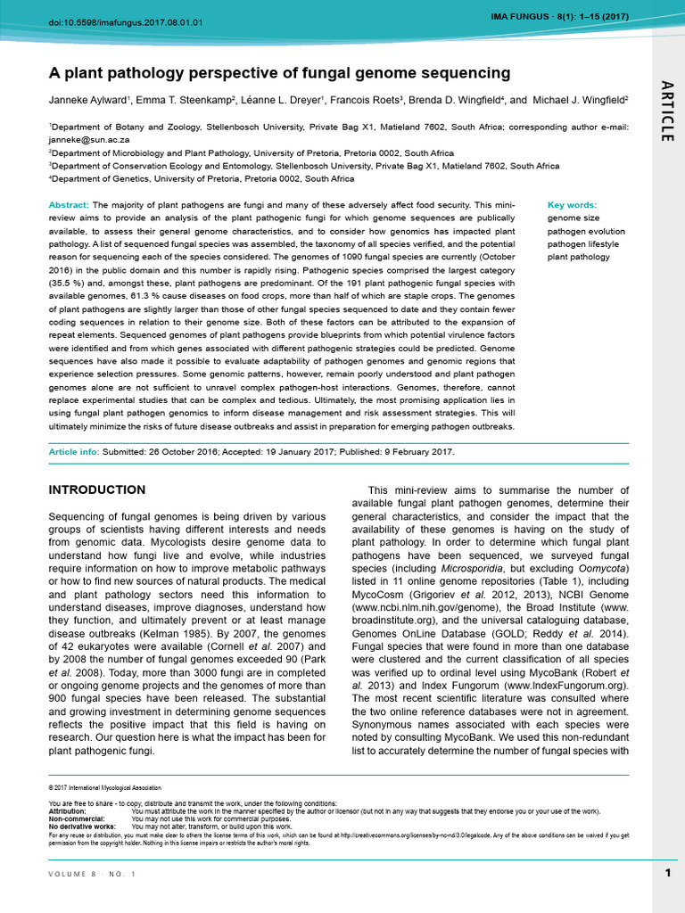Fungal Genomes in Plant Pathology | PDF | Fungus | Pathogen