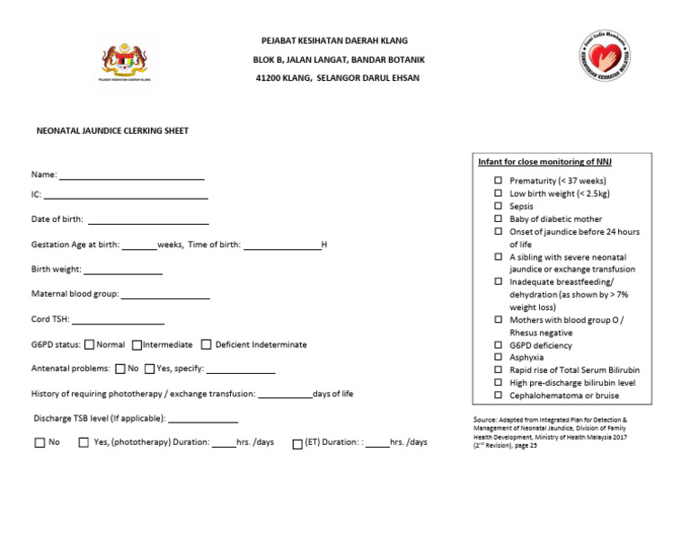 NNJ Clerking sheet pkd KLANG MAIN PAGE | PDF | Medical Specialties ...