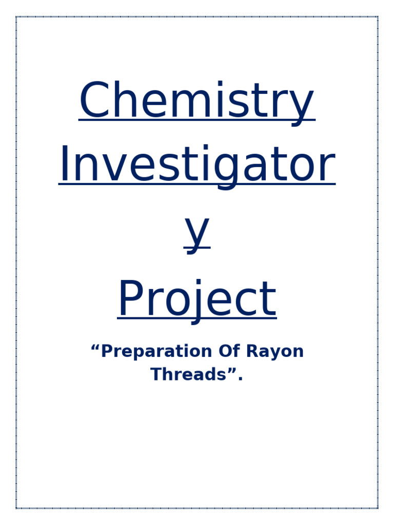 Preparation of Rayon Threads Project | PDF | Rayon | Cellulose