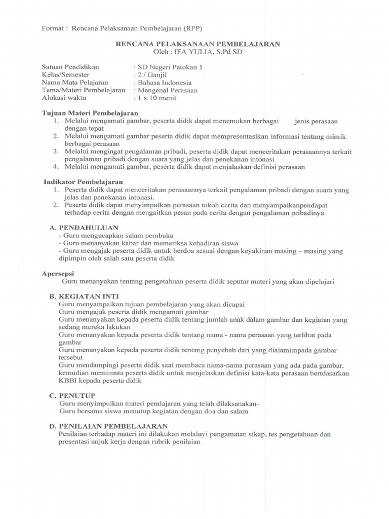 Contoh RPP B.indo | PDF