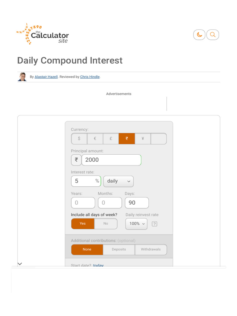 Daily Compound Interest Calculator (1) | PDF | Interest | Compound Interest