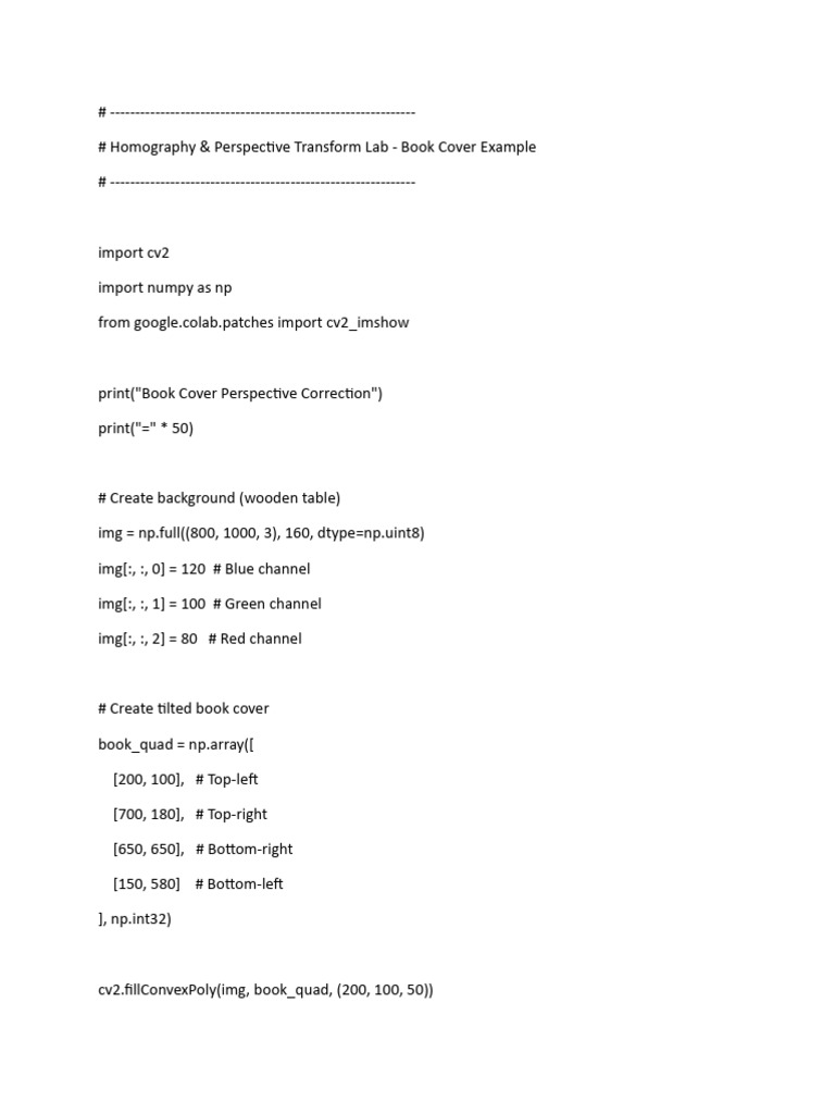 Book Cover Perspective Correction Guide | PDF