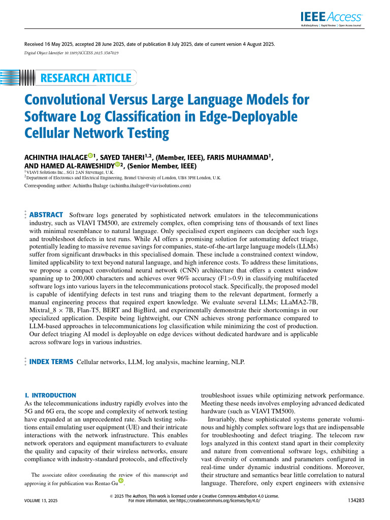 CNN vs LLMs for Telecom Log Classification | PDF | Machine Learning ...