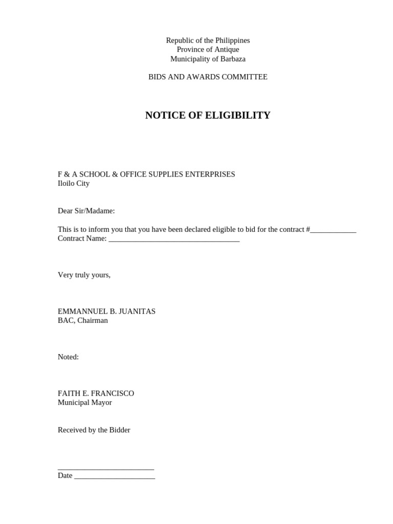 Notice of Eligibilty | PDF