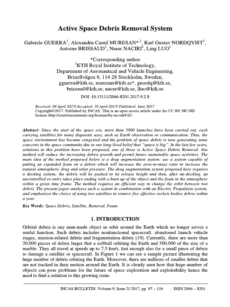 Active Space Debris Removal System | PDF