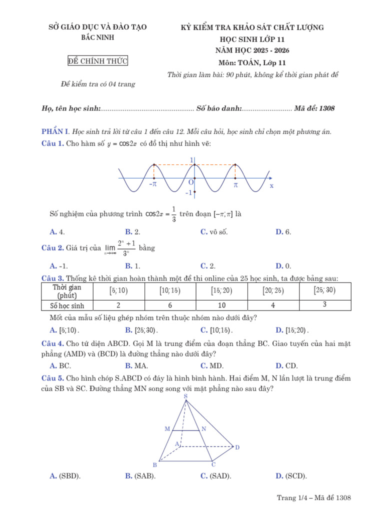 De - 11 Toan 1 | PDF
