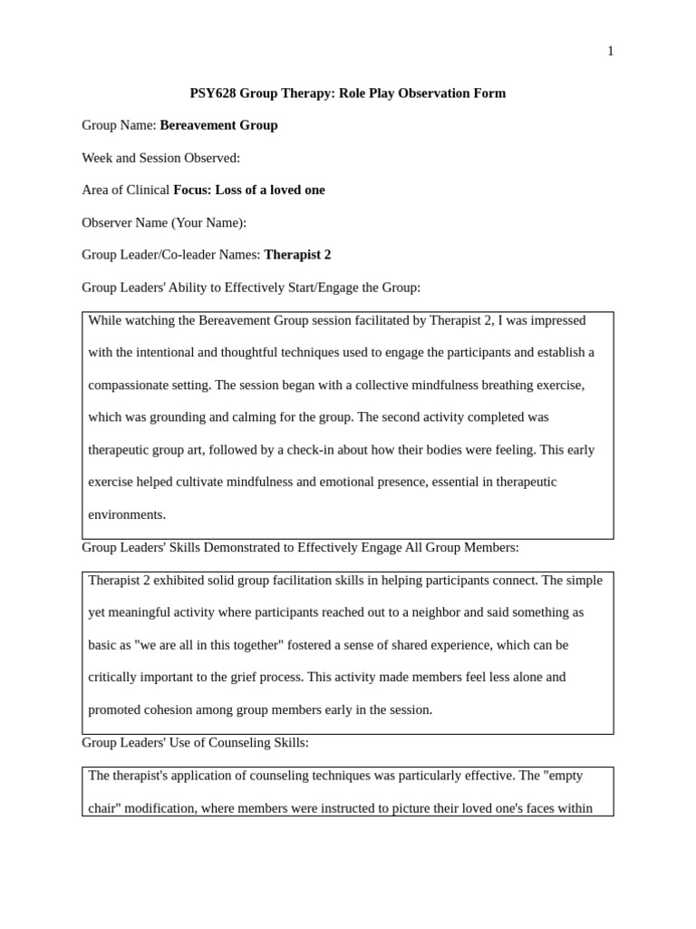 Order 9279194 Group Therapy Observation Form (2) | PDF | Psychotherapy ...