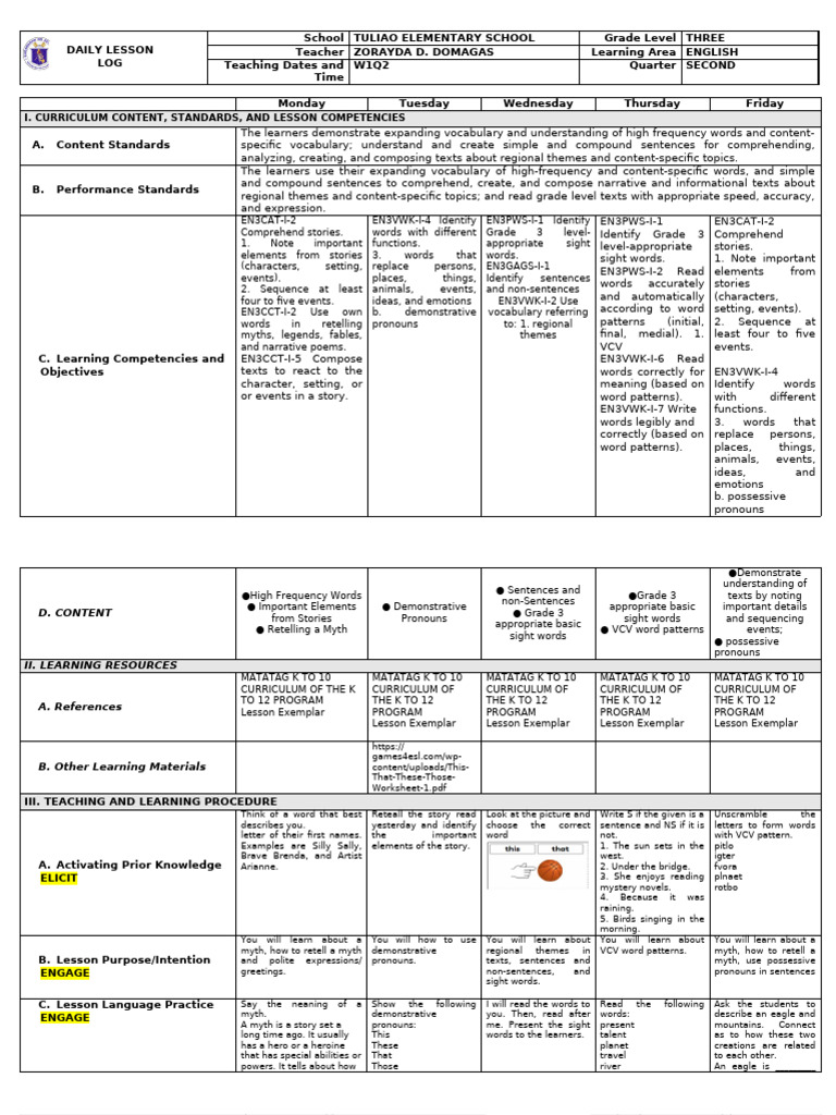 Grade 3 English Curriculum Guide | PDF | Narrative | Word
