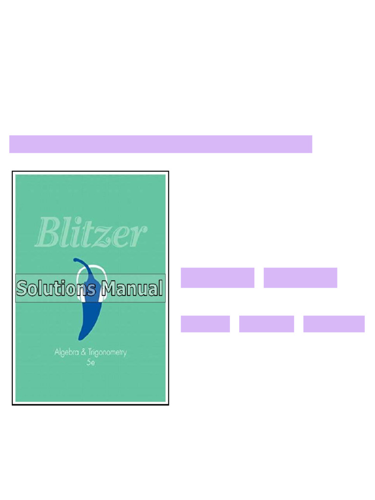Algebra and Trigonometry 5th Edition Blitzer Solutions Manual - test ...