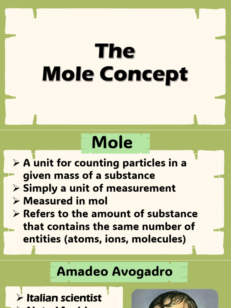 Understanding the Mole Concept in Chemistry | PDF | Mole (Unit ...
