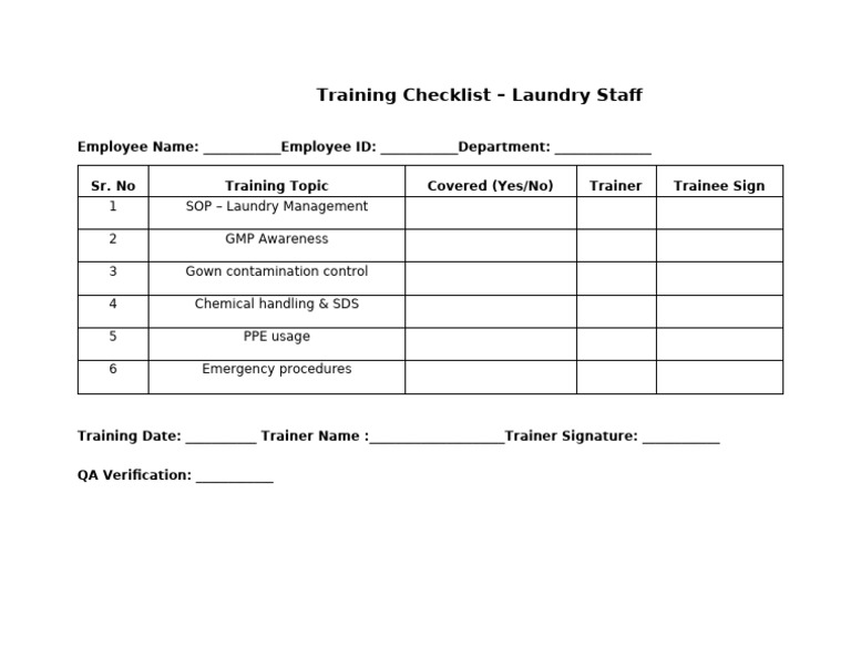 Annexure 6 – Training Checklist – Laundry Staff | PDF