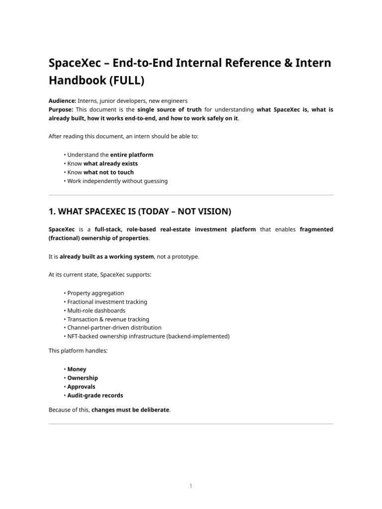SpaceXec End to End Internal Refrence Intern Handbook | PDF | Databases ...