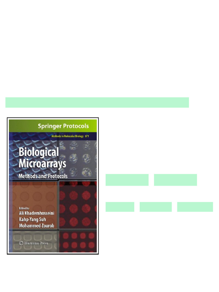 (Ebook) Biological Microarrays: Methods and Protocols by Stuart C ...