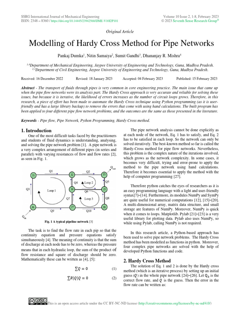 Modelling of Hardy Cross Method for Pipe | PDF | Control Flow