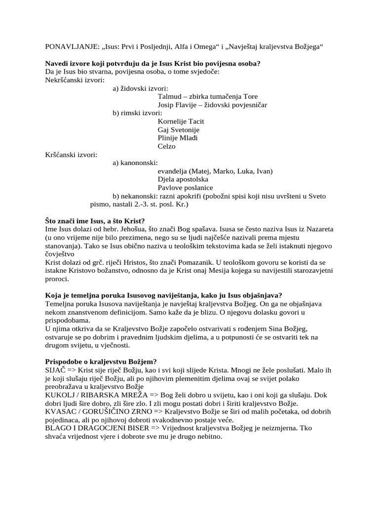 Ponavljanje - Isus - Alfa I Omega... | PDF