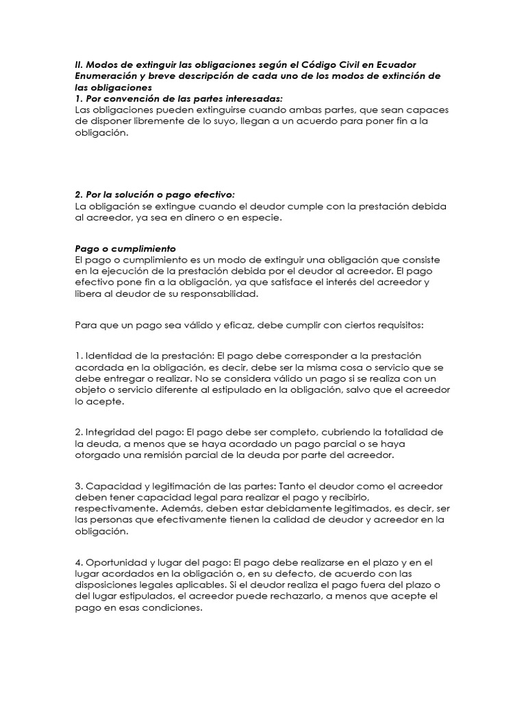 Extinción de Obligaciones en Ecuador | PDF | Pagos | Estatuto de ...