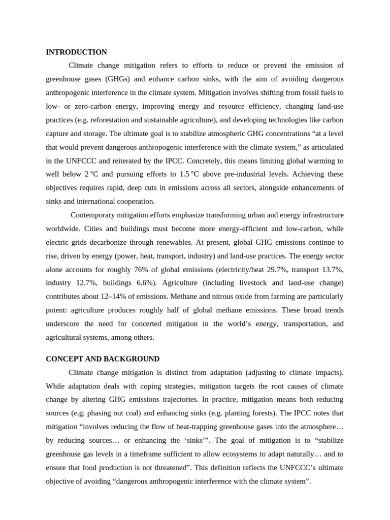 Climate Change Mitigation Strategies | PDF | Climate Change Mitigation ...