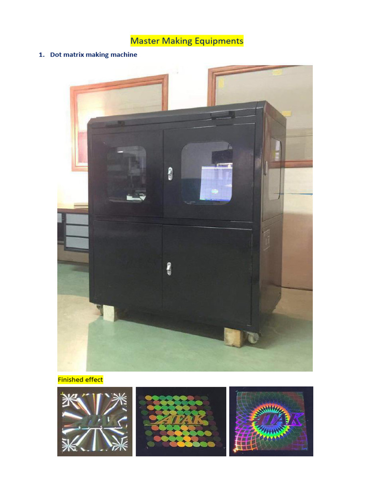 Mastering Equipment for Dot Matrix & Electroforming | PDF