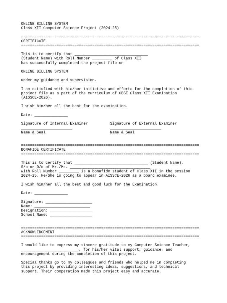 Online Billing System Project Overview | PDF | Databases | My Sql
