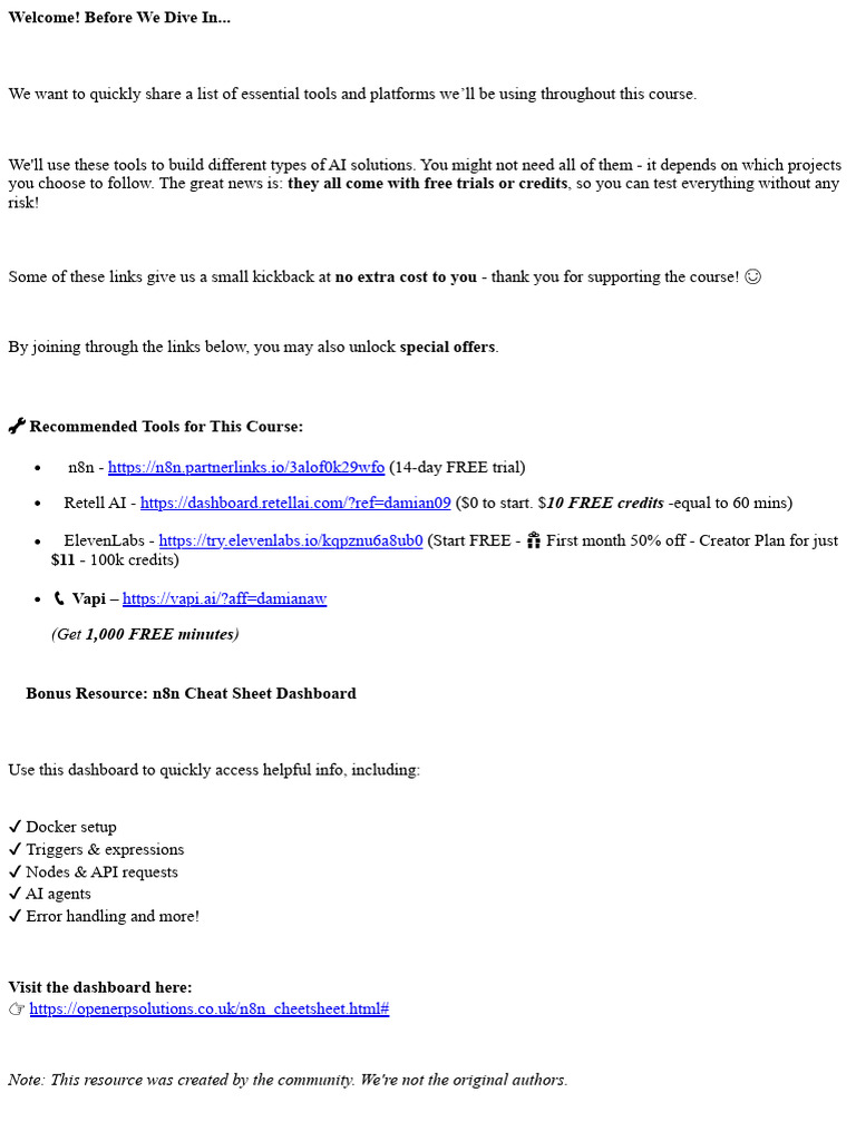 4 - Course Setup Tools, Links & Bonus Resources | PDF