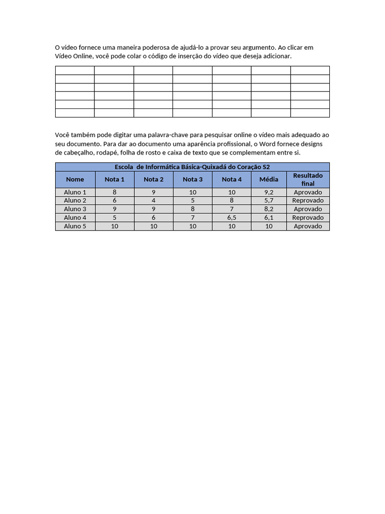 Exemplo de Tabela | PDF