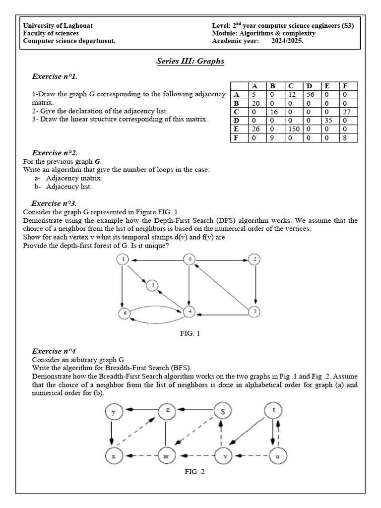 Graph Algorithms Exercises for CS Students | PDF