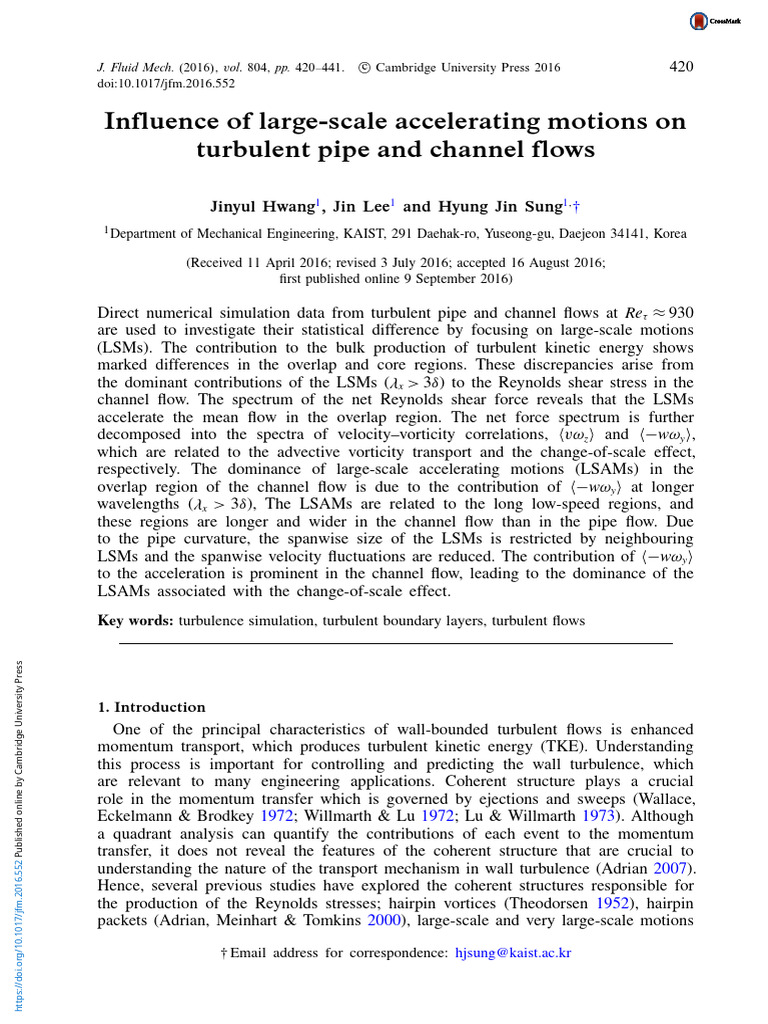 Large-Scale Motions in Turbulent Flows | PDF | Turbulence | Reynolds Number