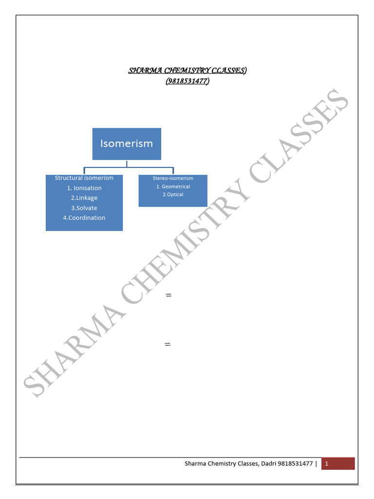 Isomerism in Coordination Compounds | PDF | Coordination Complex | Isomer