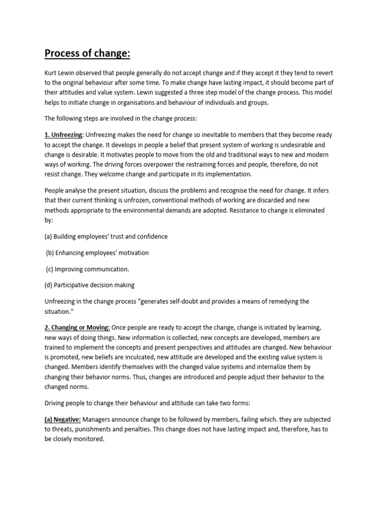 Process of Change Unit 5 | PDF | Behavior | Force