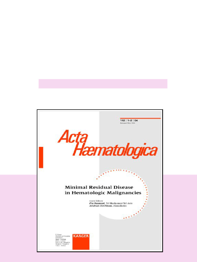 Minimal Residual Disease In Hematologic Malignancies Acta Haematologica ...