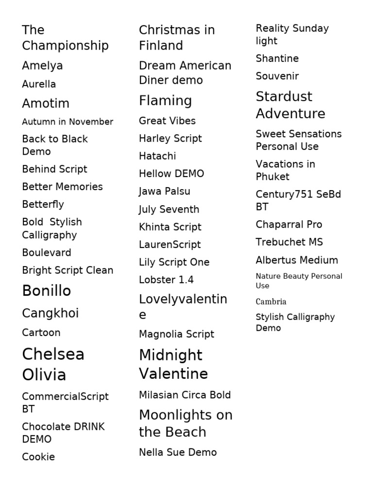 Stylish Calligraphy Fonts Collection | PDF