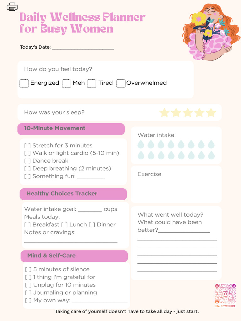 Daily Wellness Planner For Busy Women | PDF