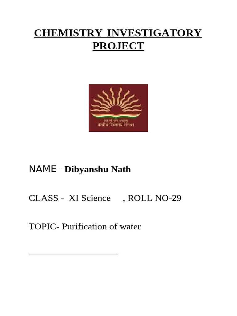 624852182 Chemistry Investigatory Project | PDF | Water Purification ...