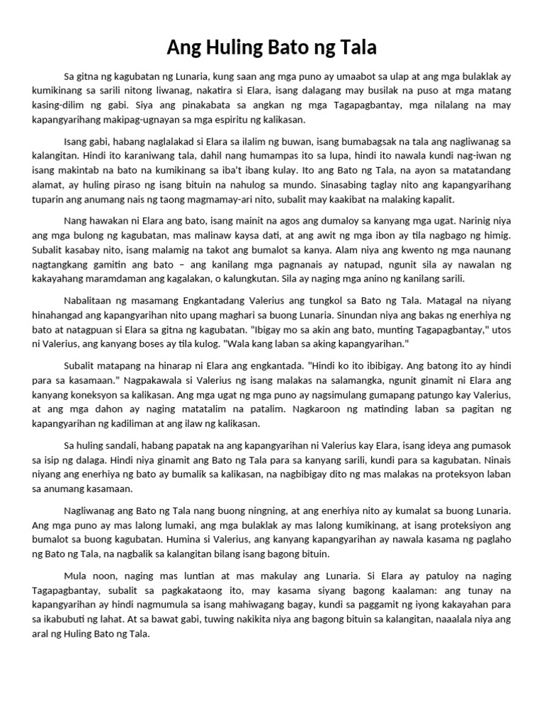 Ang Huling Bato NG Tala (MAIKLING KWENTO) | PDF