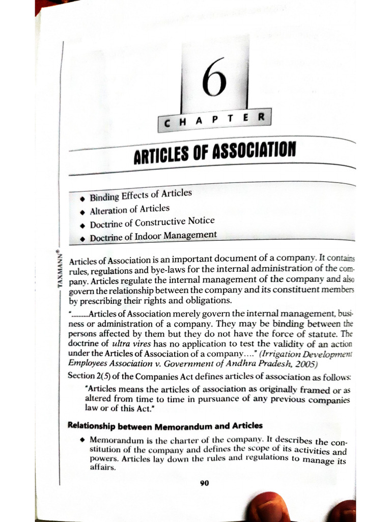 Articles of Association Ch-6 | PDF
