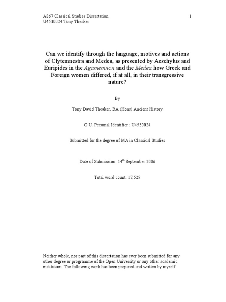 Classics dissertation examples picture