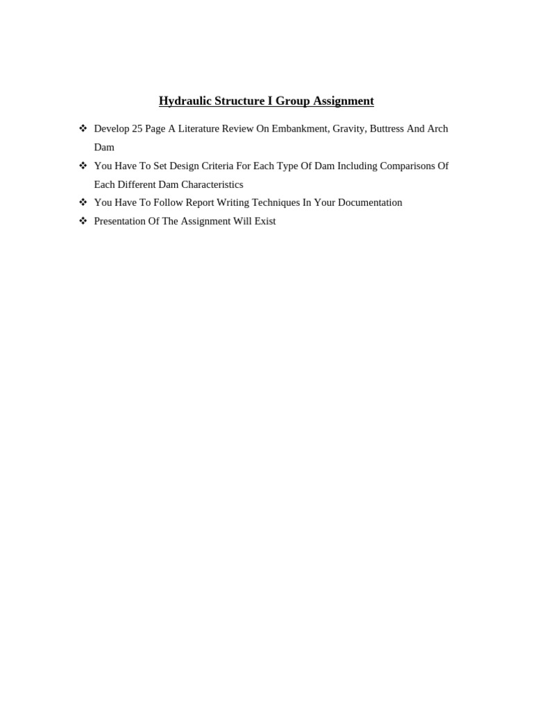 Hydraulic Structure I Group Assignment | PDF