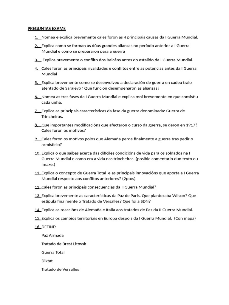 PREGUNTAS EXAME - Doci Guerra Mundial - Copia 4 | PDF
